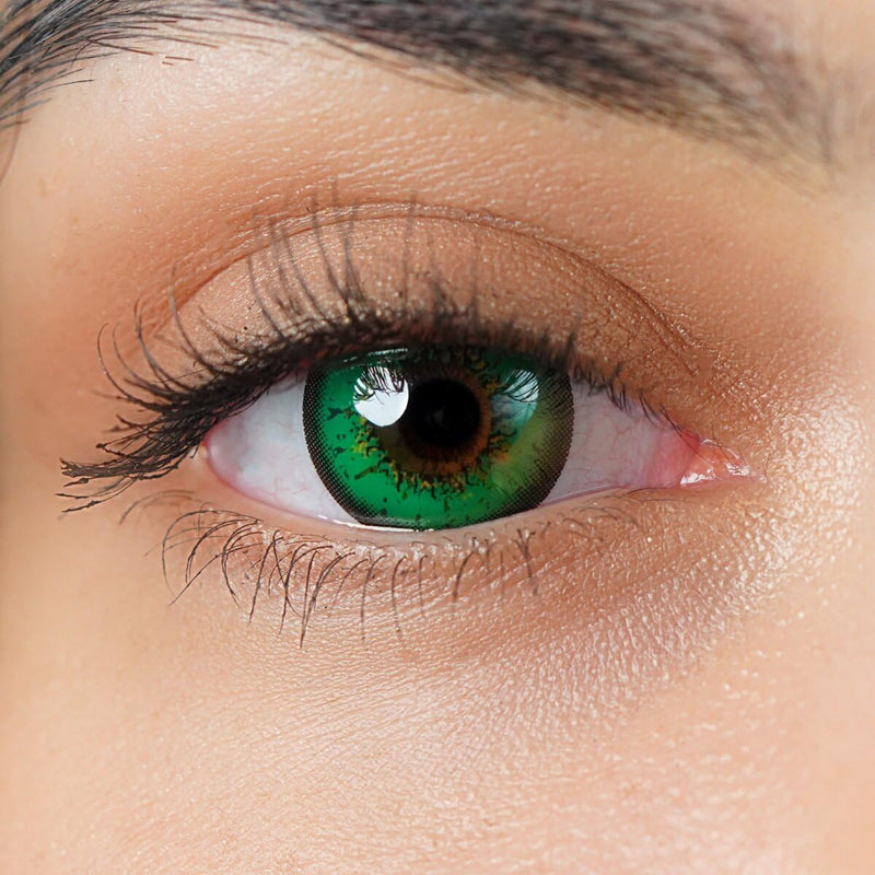 Contact Lenses Colored Without Prescription Green | Crazy Green Annual Lenses Anime | Soft Lenses Hydrogel | Pack Of 2 Color Lenses + Lens Container | 0.0 Diopters | Fancy Dress | Halloween | - NewNest Australia