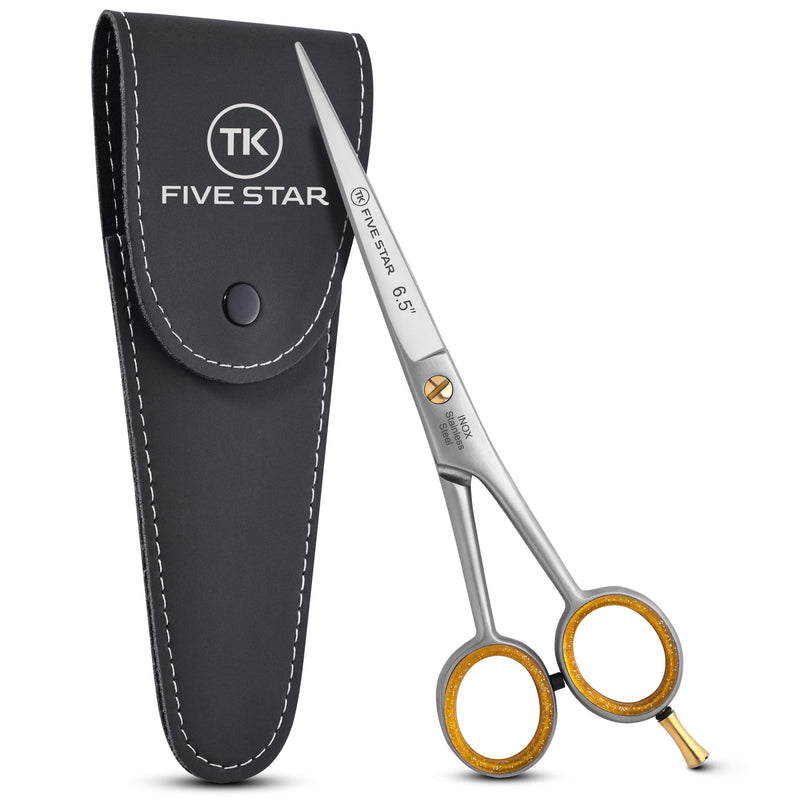 Five Star Solingen Barber Cut Professional 6.5 inch extra sharp hairdressing scissors, hair cutting scissors, rust-proof, micro-serrated for women, men, hairdressers and children, suitable for strong hair - NewNest Australia