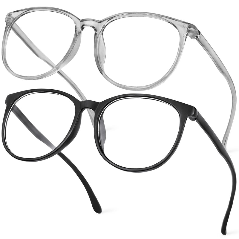 Aomig Blue Light Blocking Glasses, 2PC Blue Light Filter Glasses Gaming, Reading Glasses Visual Aid Eye Optics Glasses, Screen Glasses Unisex Protects the Eyes and Relieves Fatigue (Black/Grey) Black/Grey - NewNest Australia