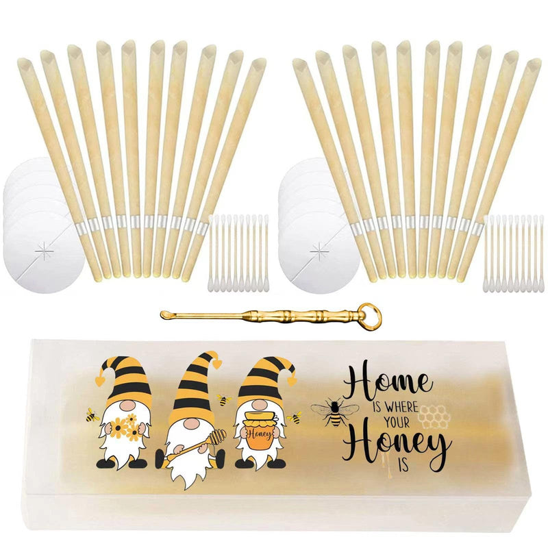 Pack Of 20 Ear Candles, Ear Wax Remover, Ear Cleaning Set With 10 Pieces Protective Discs, 20 Pieces Cotton Buds, 1 Piece Ear Spoon, Ear Candles For Relaxing And Cleaning - NewNest Australia
