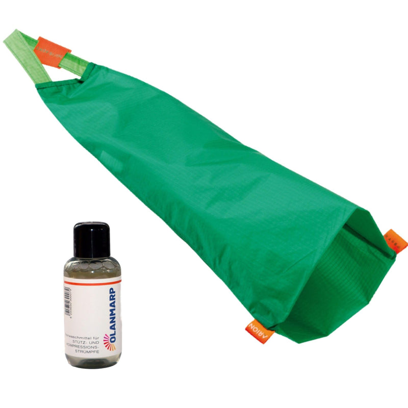 Arion Easy Slide Dressing Aid For Stockings & Olanmarp Mild Detergent For Compression Stockings 50 Ml - Easy To Put On And Care (Shoe Size: From 42, Open Toe) - NewNest Australia