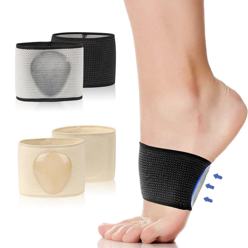 2 pairs of foot bandages, bandage foot socks for pain relief for flat feet with gel pads, foot bandage metatarsal for foot care for women and men (S, black and beige) S - NewNest Australia