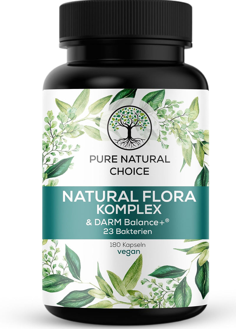 Pure Natural Choice - Natural Flora Complex: T√Úv Tested, 23 Bacterial Strains Probiotics With Intestinal Balance+, 20 Billion Cfu, Inulin - 180 Vegan, Enteric Juice Resistant Capsules, From Germany - NewNest Australia