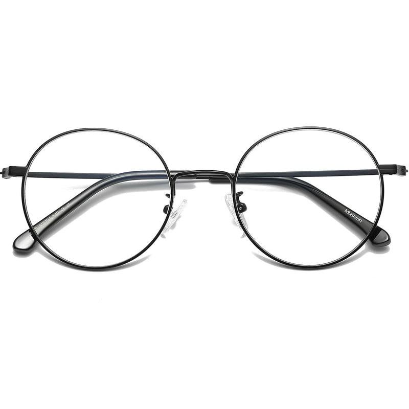 Musivon blue light filter glasses for women and men - blue filter computer glasses without strength, metal frame, round black - NewNest Australia