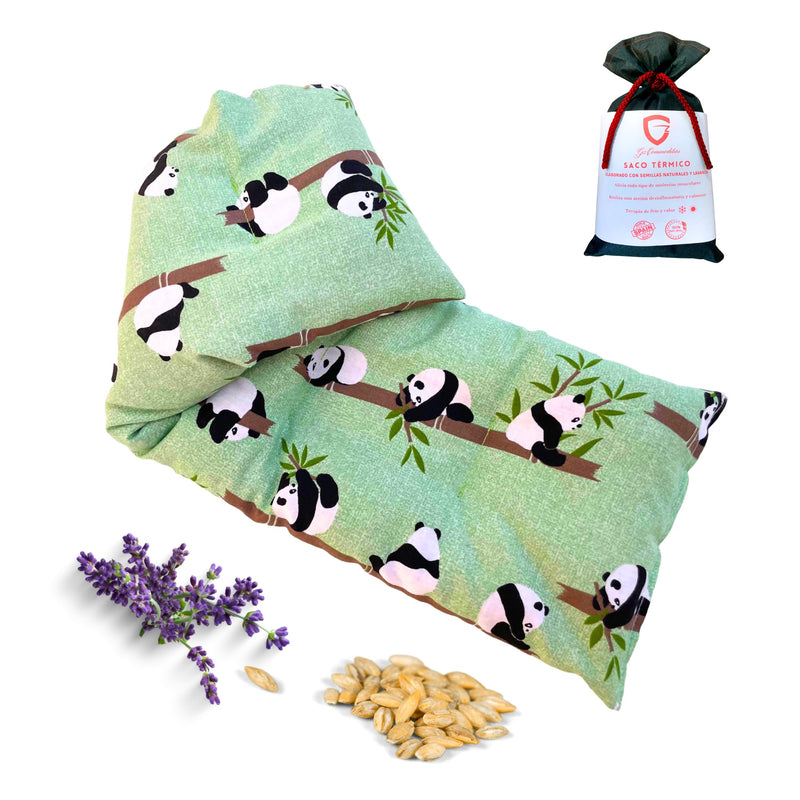 Grain pillow microwave, heat pillow wheat with lavender 47 x 15 cm. Heat and cold pillow for neck, shoulder, lumbar muscles... Made from organic seeds and durable, soft cotton fabric Panda Bambú - NewNest Australia
