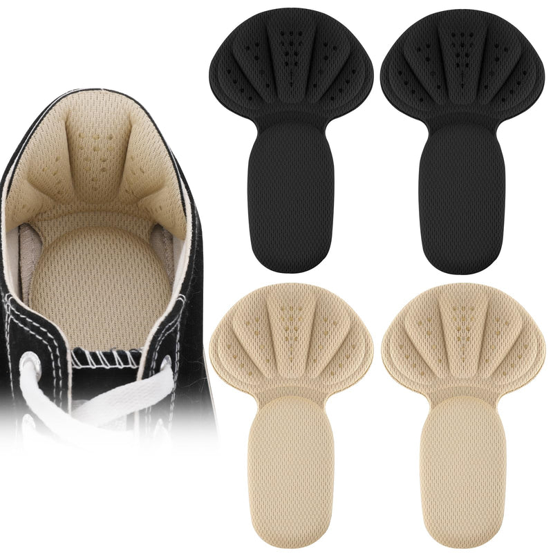 Sibba 2 pairs of premium heel pads, shoe insoles, 2-in-1 heel pads made of foam, non-slip insoles, self-adhesive heel protection, heel cushions for shoes that are too large, boots, shoe fillers, black 1 pair, beige 1 pair - NewNest Australia