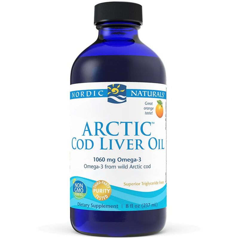 Nordic Naturals, Arctic Cod Liver Oil, 1060mg Omega-3 from cod liver oil, with EPA and DHA, orange flavor, 237ml, laboratory tested, soy-free, gluten-free, non-GMO - NewNest Australia