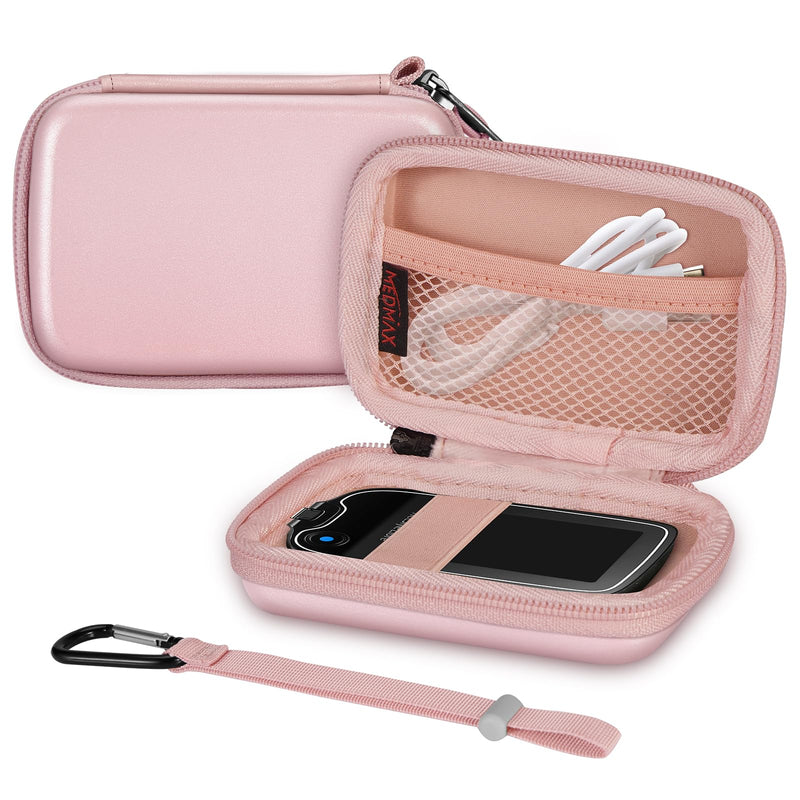 Medmax Bag For Freestyle Libre 3 / Libre 2 / Libre Reader, Hard Shell Protective Case For Blood Glucose Monitor, Lightweight Shockproof Storage Bag With Clip And Handle For Diabetics, Rose Gold - NewNest Australia