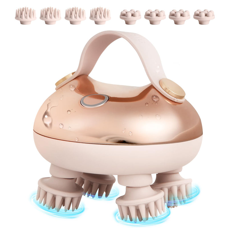 Arboleaf Scalp Massager Electric Head Massager Ipx7 Waterproof With 8 Removable Massage Heads And 3 Massage Modes, Handy Head Massager For Relaxation, Deep Cleansing (Pink) Pink - NewNest Australia