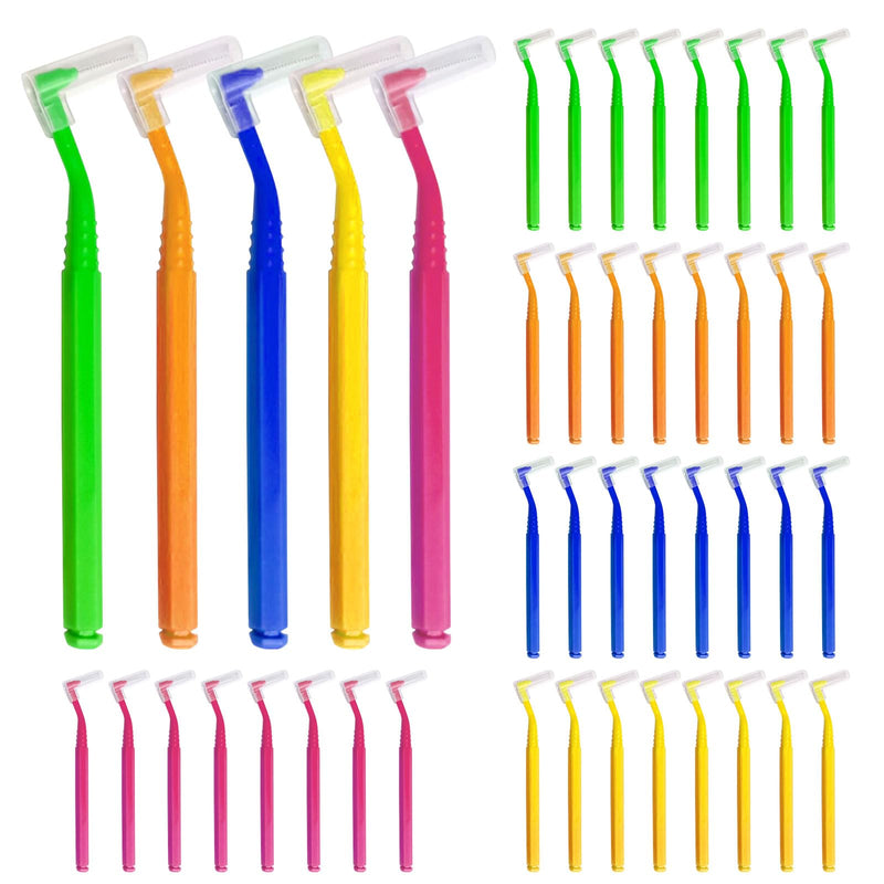 SKHAOVS Pack of 40 interdental brushes, push pull interdental brush, L-shaped interdental brushes, interdental cleaner brush with non-slip handle, oral care (5 colors) 5 colors - NewNest Australia