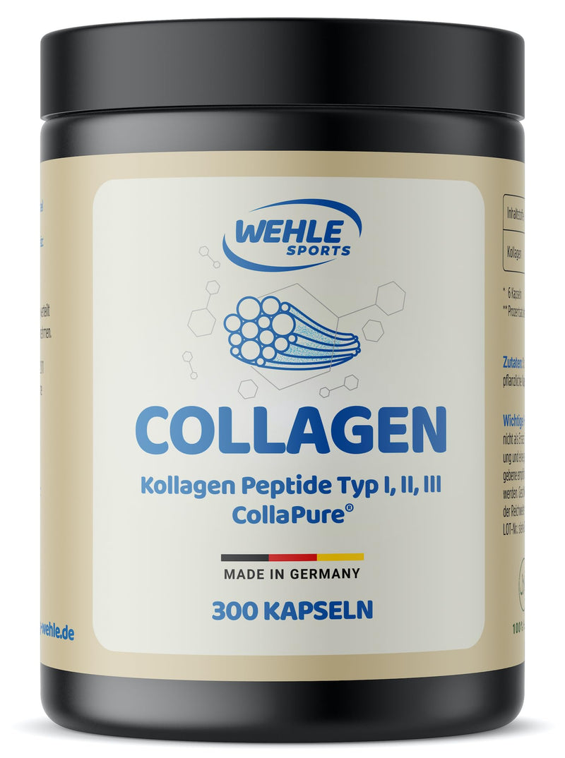 Collagen capsules 300 pieces high dosage - 4500mg bioactive collagen hydrolyzate peptides per daily dose I Wehle Sports Made in Germany Collagen Type 1, 2 & 3 - NewNest Australia