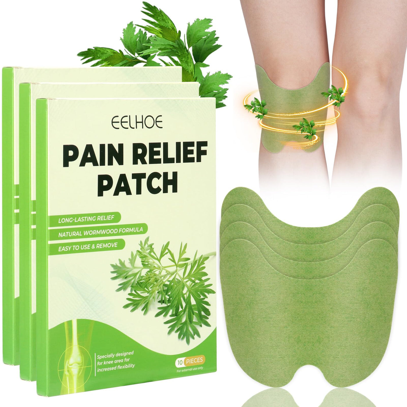 Fengq Pack Of 30 Pain Relief Patches, Pain Relief Patches, For Relieving  Knee Pain Wormwood Knee Patches, Heat Patches, Pain Relief For Knees, Back,  Neck And Sore Muscles