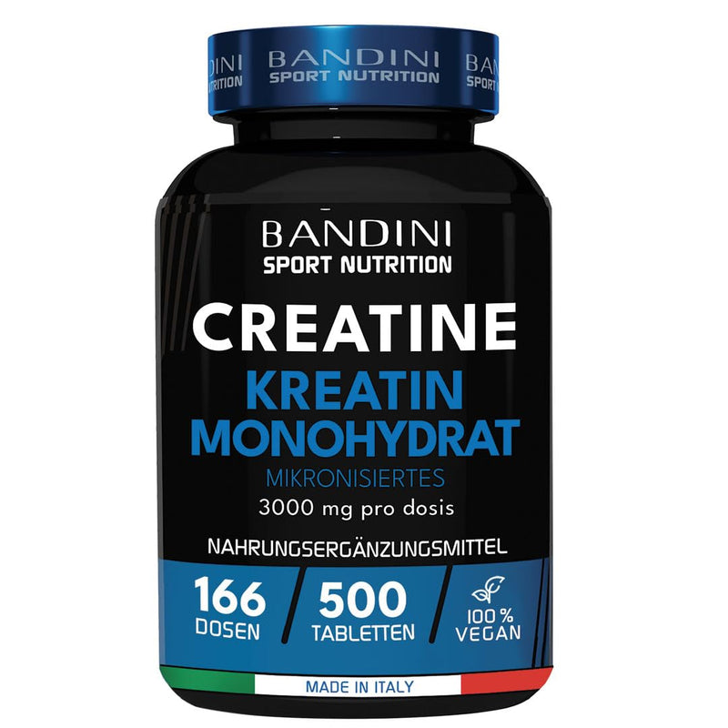 Bandini Creatine Monohydrate Mercury Free 500 Tablets Pure Creatine Monohydrate In Micronized Quality Optimal High Dose Creatine Without Additives - 100% Vegan - Supply For 166 Days - NewNest Australia