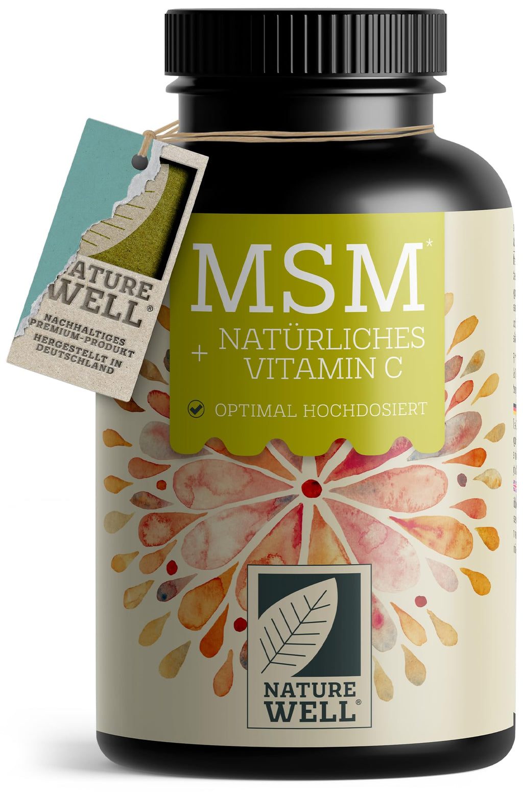 MSM 2000 mg per day + natural vitamin C - 365 MSM tablets with methylsulfonylmethane - more compact MSM powder than MSM capsules - 1000 mg MSM per tablet - vegan & without additives - NatureWell 374.00 g (pack of 1) - NewNest Australia