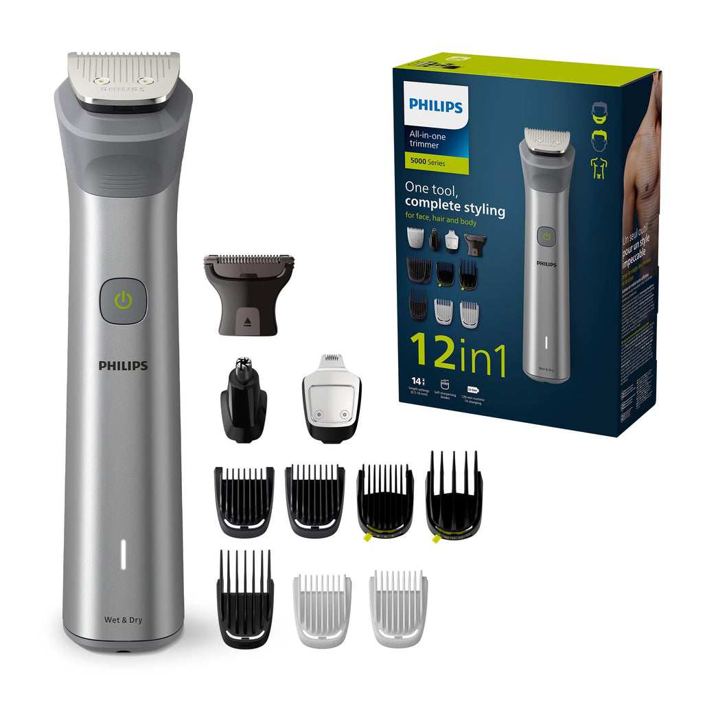 Philips Multigroom Series 5000, All-In-One Trimmer, 12-In-1 Beard Trimmer And Hair Trimmer For Face, Head And Body For Complete Styling, 14 Length Settings (0.5-16Mm) (Model Mg5950/15) - NewNest Australia