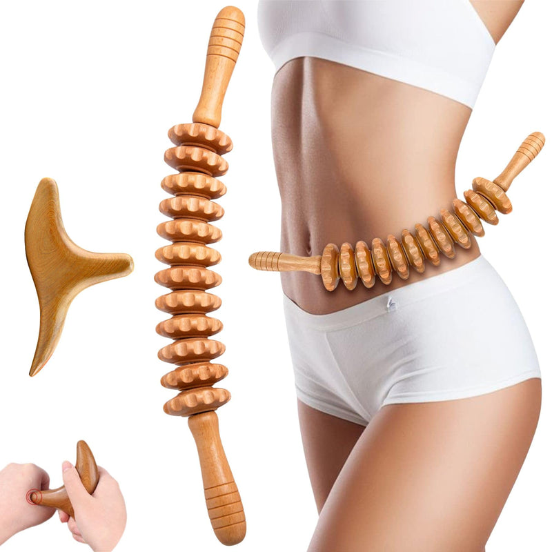 Wooden Massage Roller & Trigger Wooden Set, Massage Roller With Handle, Massage Sticks Trigger Point, Back Massagers Wood, Hand Massager Massage Aid For Legs Shoulders, Wood Therapy Massage Tools - NewNest Australia