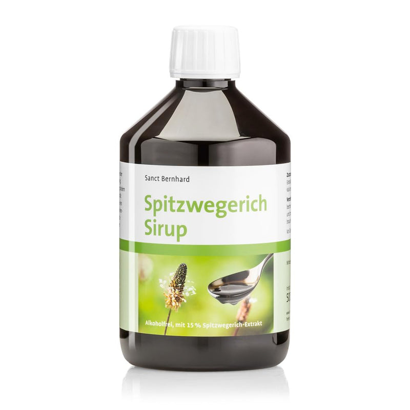 Sanct Bernhard ribwort plantain syrup | Alcohol-free, tasty juice with 15% ribwort plantain extract & honey | 500ml - NewNest Australia