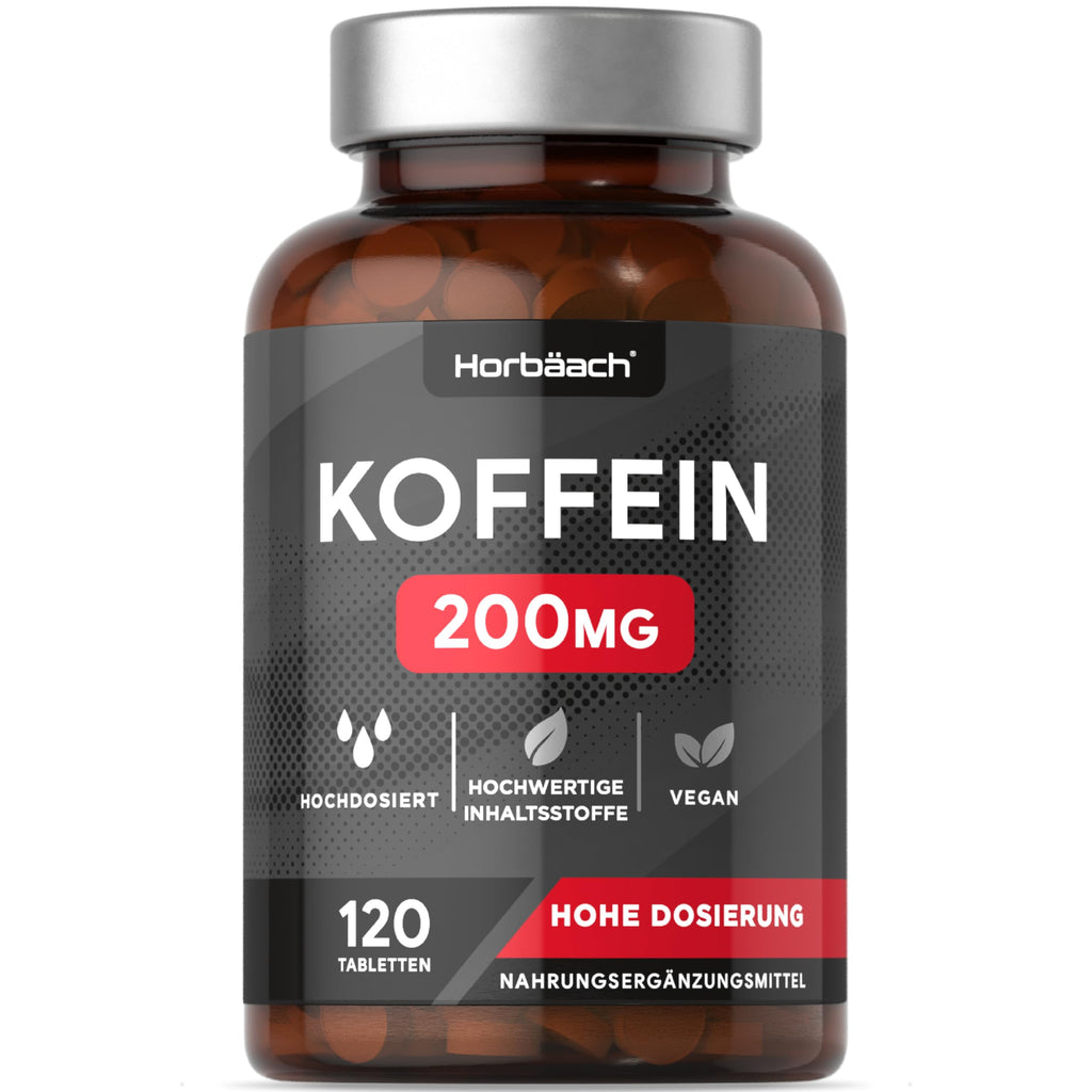 Caffeine tablets 200mg high dose | 120 Vegan Caffeine Pills | by Horbaach - NewNest Australia