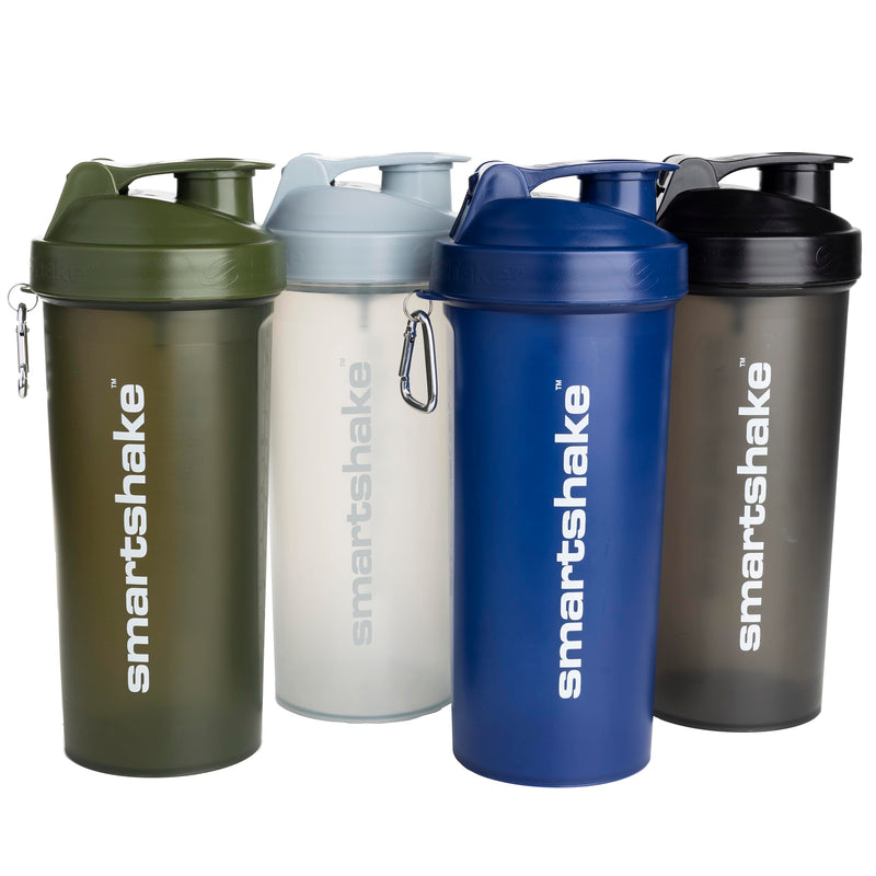 Smartshake Lite 4-Pack Protein Shaker Bottle 800 ml | 27 oz - Leakproof Screw-on Lid - BPA Free - Unisex - Mist Gray, Army Green, Black, Navy Blue 800ml (LITE) - NewNest Australia