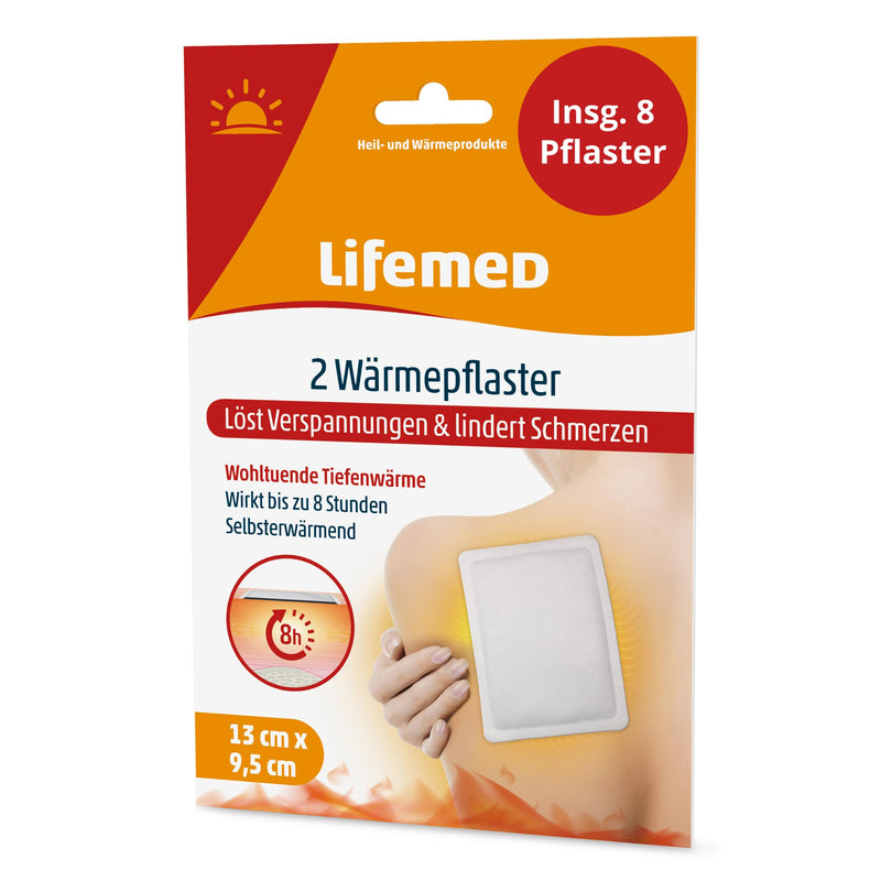 Lifemed Heat Plasters For Back, Shoulders And Neck - Pain Plasters For Back Pain, Regular Pain - Heat Pad, Heat Belt - No Drug Active Ingredient (8 Plasters) - NewNest Australia