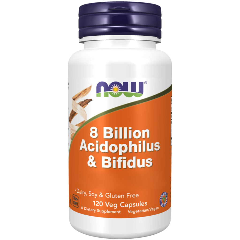 Now Foods, 8 Billion Acidophilus & Bifidus (good bacteria cultures), 120 vegan capsules, laboratory tested, gluten-free, non-GMO, vegetarian, soy-free - NewNest Australia