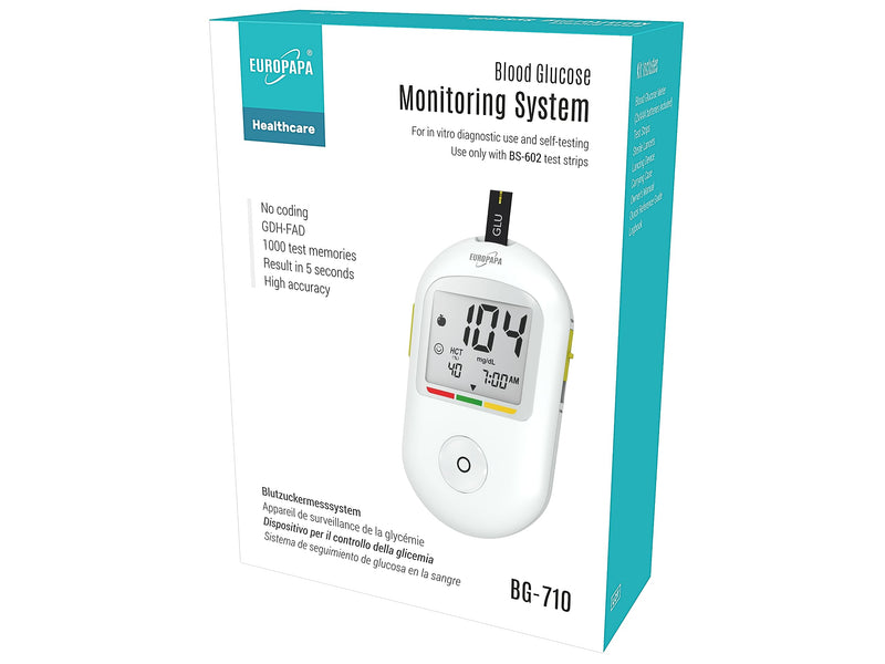 Europapa Blood Glucose Monitor With 10 Blood Glucose Test Strips And 10 Blood Lancets And Lancing Device, Blood Glucose Measuring System Diabetes Set Mg/Dl For Blood Sugar Self-Control (White) - NewNest Australia