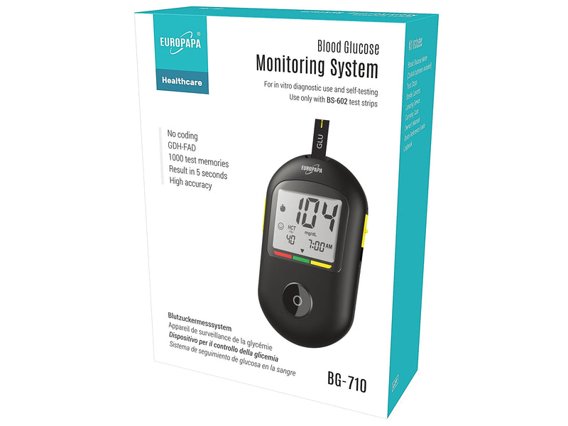 Europapa Blood Glucose Meter With 10 Pieces Of Blood Sugar Test Strips And 10 Pieces Of Blood Lancets And Lancing Device, Blood Sugar Measuring System Diabetes Set Mg/Dl For Blood Sugar Self-Monitoring (Black) Black - NewNest Australia