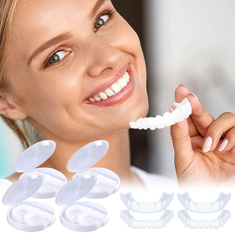 Comioke Prostheses Fake Teeth, 4 Pairs False Artificial Teeth Braces Smile Veneers Cosmetic Temporary Teeth Dentures Prosthesis Artificial Veneers Teeth Top and Bottom 4color - NewNest Australia