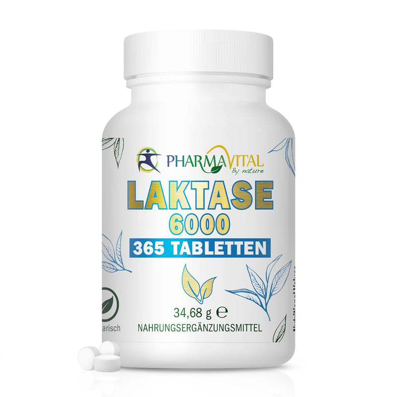 PharmaVital Lactase 6,000 FCC - 365 tablets for the digestion of dairy products Supports lactose intolerance Lactase Enzyme Lactase Reduces flatulence, diarrhea and discomfort Lactase 6000 365 tablets (pack of 1) - NewNest Australia