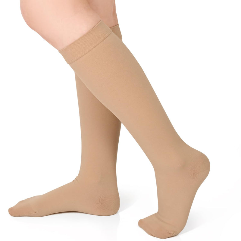 Evolyline Medical compression stockings for women and men, 20-30 mmHg, calf closed toe area, support stockings, compression socks, thrombosis stockings, graduated support for varicose veins edema, beige XL - NewNest Australia