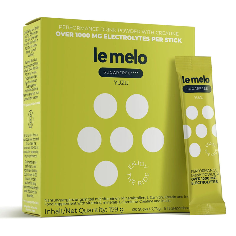 le melo – functional hydration SUGARFREE | YUZU I Electrolytes, Vitamins & Minerals | optimizes water absorption | Sports | Calorie-free I creatine SUGARFREE YUZU pack of 20 - NewNest Australia