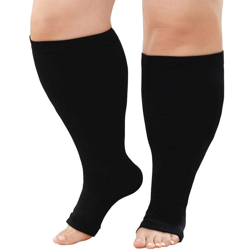 Zfsock Compression Stockings Thick Calves Men: Thrombosis Stockings Women Support Stockings Medical Compression Socks Plus Size Men Open Toe No Toe Travel Stockings 20-30Mmhg 1 Pair 4Xl Black - NewNest Australia