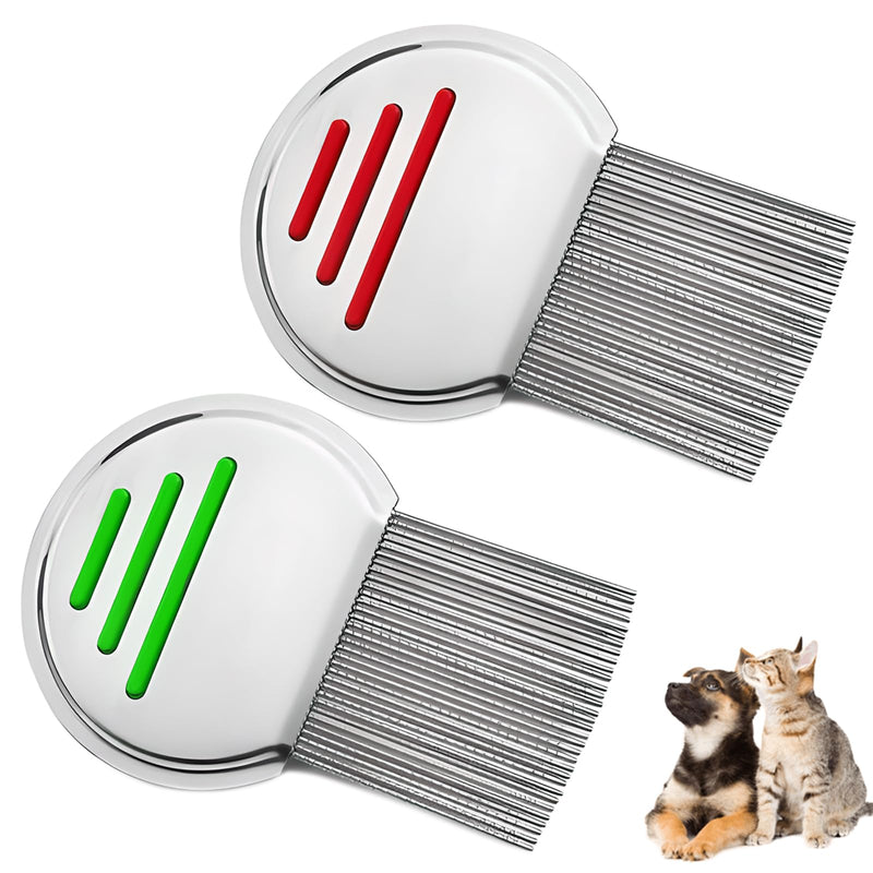 Pack Of 2 Smooth Lice Comb, Stainless Steel Extra Fine Lice Comb, Reusable Metal Lice Comb, For Children Pets And Adults, Head Lice Treatment (Red And Green) - NewNest Australia