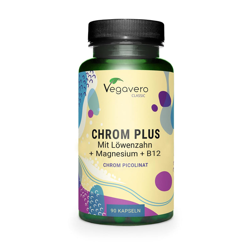 Chrome capsules | High dosage: 250 μg Chromium Picolinate & LYNSIDE® | With magnesium, B12, dandelion | For blood sugar levels* | German production of Vegavero® | Without additives | 90 capsules - NewNest Australia