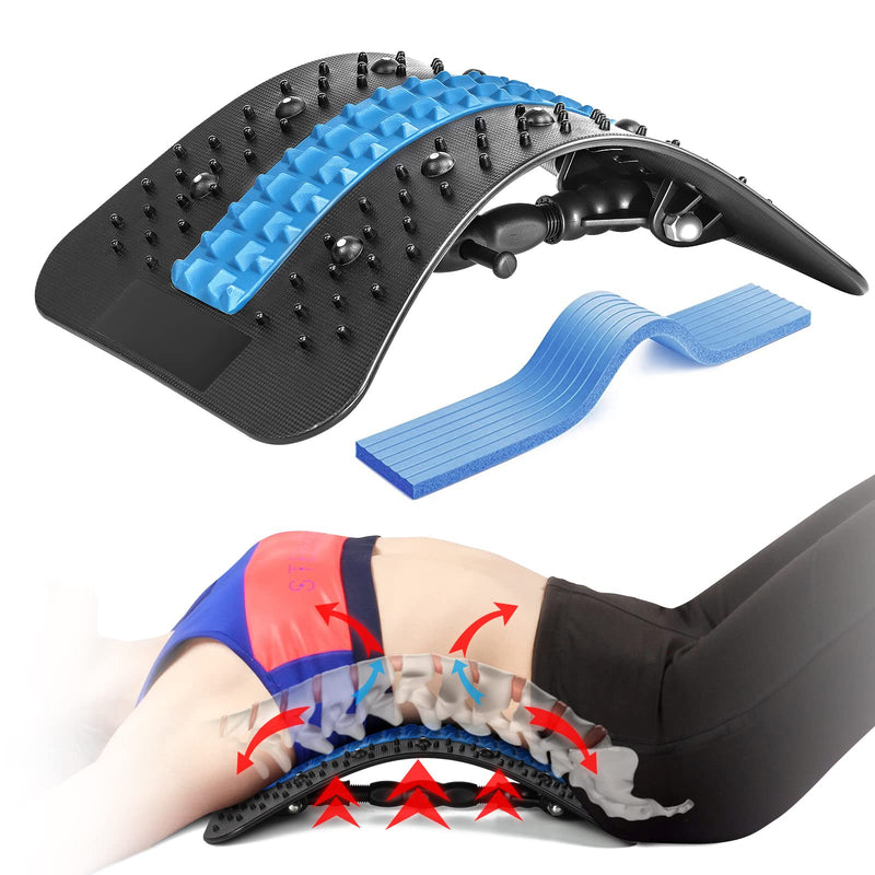 Back Stretcher, Back Massager, 2023 Improved Back Stretcher For Lower And Upper Lumbar Spine, Multi-Level Lumbar Support With Massage Points For Herniated Discs, Scoliosis, Sciatica Black - NewNest Australia