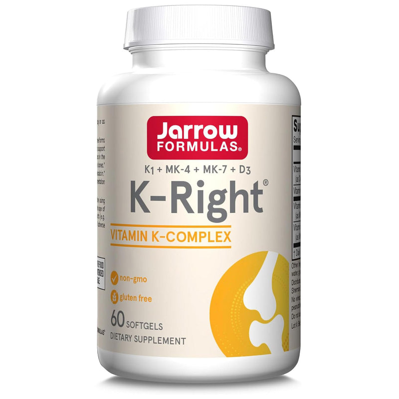 Jarrow Formulas K-Right Vitamin K Complex, depot, with vitamin D3, vitamin K1, MK-4 and MK-7, 60 soft capsules, laboratory tested, gluten-free, soy-free, non-GMO - NewNest Australia