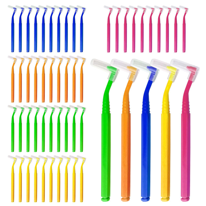 SKHAOVS Pack of 50 interdental brushes, toothbrushes for between teeth and gums, gap brush with non-slip handle, orthodontic universal care, braces cleaning, 5 colors - NewNest Australia