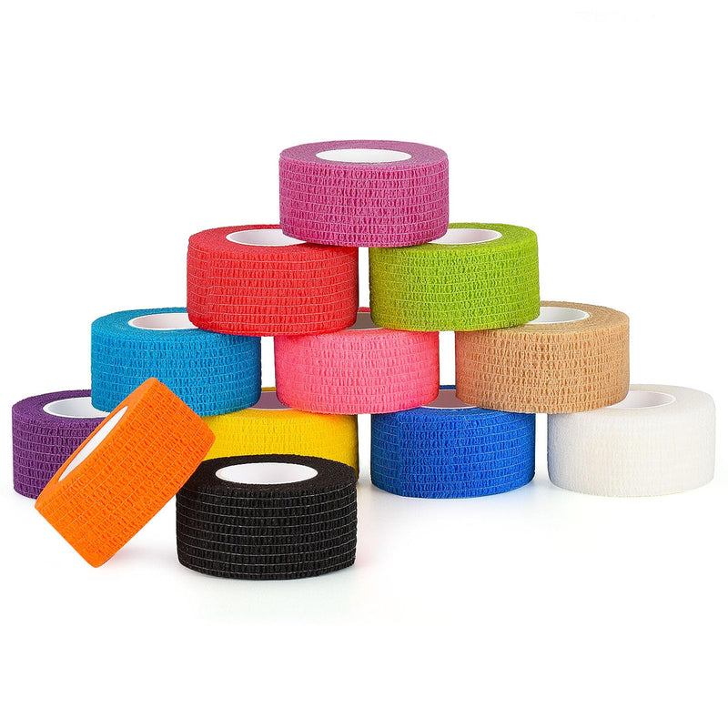 Sagafly 12 Rolls Self-Adhesive Bandage 2.5 cm x 4.5 m Self-Adhesive Bandage for First Aid Finger Elastic Fixing Bandage Adhesive Bandage Cohesive Bandage Self-Adhesive Finger Plaster Fixing Bandage Mix Color - NewNest Australia