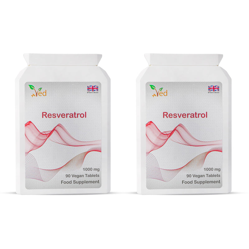 Ved Anti-Aging, Heart Health, Immunity Support | Antioxidant Supplement | Resveratrol tablets | 1000 mg x 90 tablets ((pack of 2) - NewNest Australia