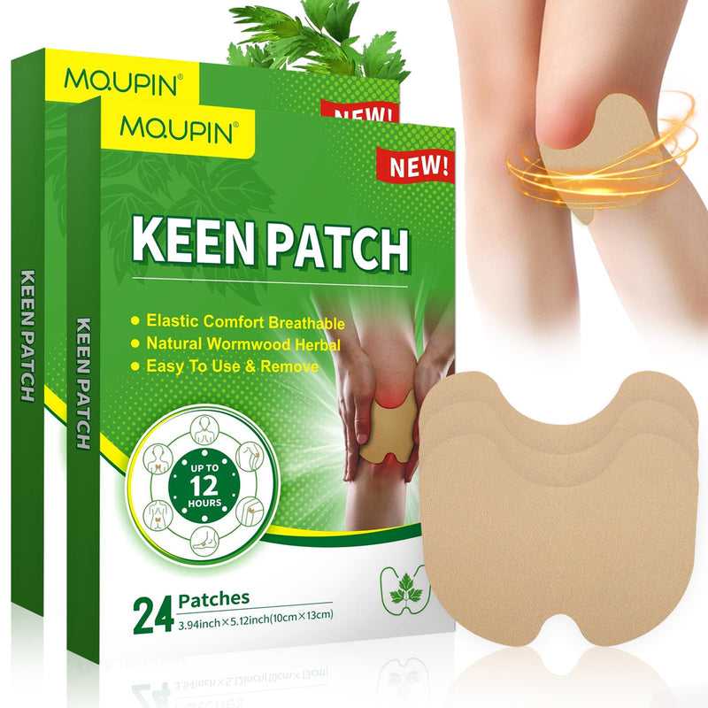 Mqupin Knee Pain Relief Patch, 48 Pieces Natural Wormwood Pain Relief Patches, Highly Elastic Stretchy Heat Plasters For Knees, Back, Neck, Shoulder Inflammation And Muscle Soreness - NewNest Australia