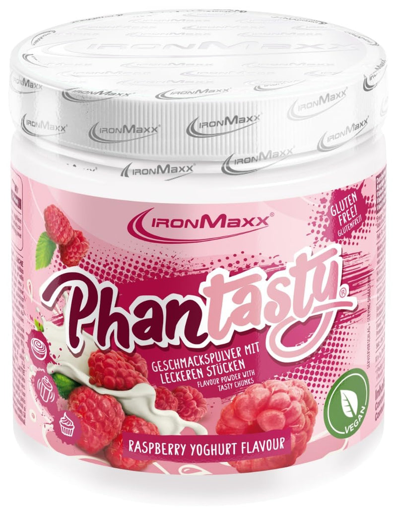 IronMaxx Phantasty flavor powder - Raspberry Yogurt 250g can | with real fruit pieces | vegan, lactose-free and gluten-free - NewNest Australia