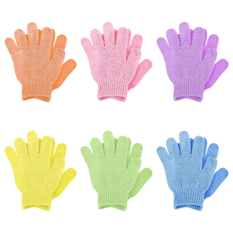 SYEYCW 6 pairs of exfoliating gloves body, exfoliating gloves made of bamboo, double-sided exfoliating bath gloves, shower gloves for shower, spa, massage, dead skin remover, peeling mitts, bath accessories - NewNest Australia