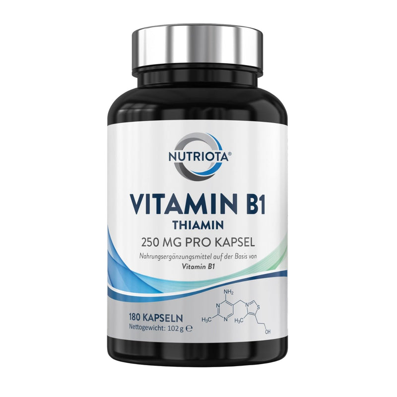Vitamin B1 (Thiamine) High Dose 250 mg Capsules – 180 Capsules – Vegan Friendly – From Nutriota - NewNest Australia