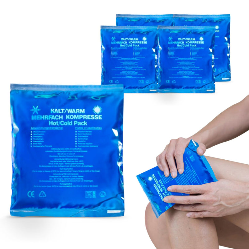 Cold Warm Compress | Set of 4 (13 x 14 cm) Reusable Gel Cooling Pads for Injuries, Pain Relief, Insect Bites, Flexible Therapy etc - NewNest Australia