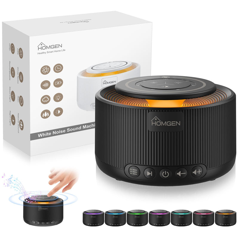 HOMGEN White Noise Machine White Noise Machine Sleep Aid Adult Baby with 3.5mm Audio Jack with 30 Sounds & 7 Colors Night Light Touch Panel Timer Memory Yoga Sleeping Black - NewNest Australia