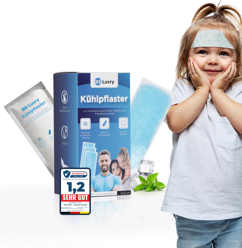 BS Luxry 20x cooling plasters TEST WINNER 2023* - immediate cooling for fever and migraines - cold compress for muscle and joint pain - fever plaster for children aged 1 year and over - NewNest Australia