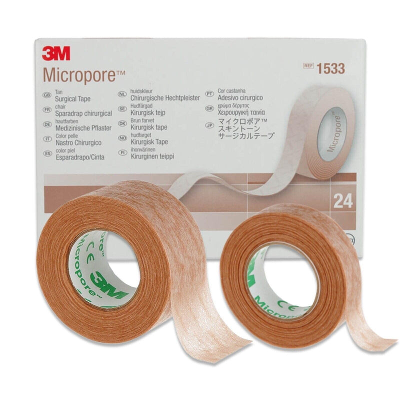P-Beauty 3M Micropore non-woven plaster | medical tape | Tape, plaster | Hypoallergenic | Skin colors | for eyelash extensions and skin | Breathable, water-repellent (2.5cm x9.14m, 1 roll) 2.5cm - NewNest Australia