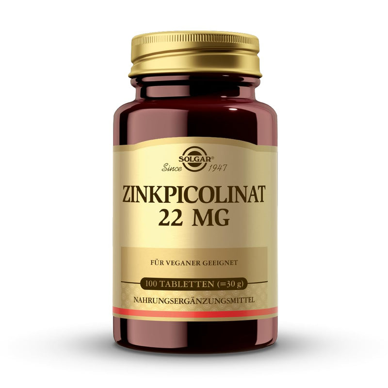 SOLGAR® zinc picolinate | High bioavailability through organic compound | For immune system & skin, hair, nails | 100 vegan tablets - NewNest Australia