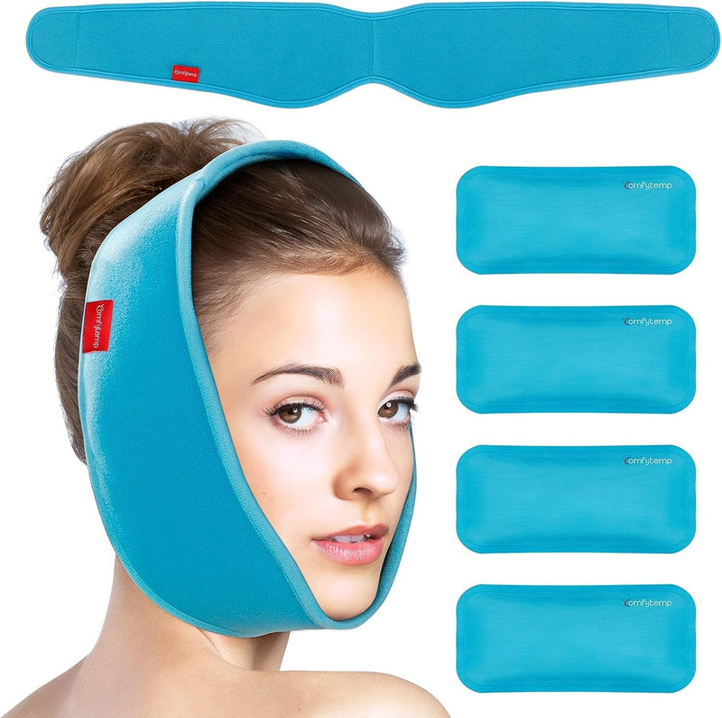 Comfytemp Cooling Pads Facial Gel Wisdom Teeth Hands Free Cooling Packs Migraine Cooling Mask TMJ Pain Relief and Pain After Facial Surgery Elimination of Facial Edema Toothache 85cm*12.5cm - NewNest Australia