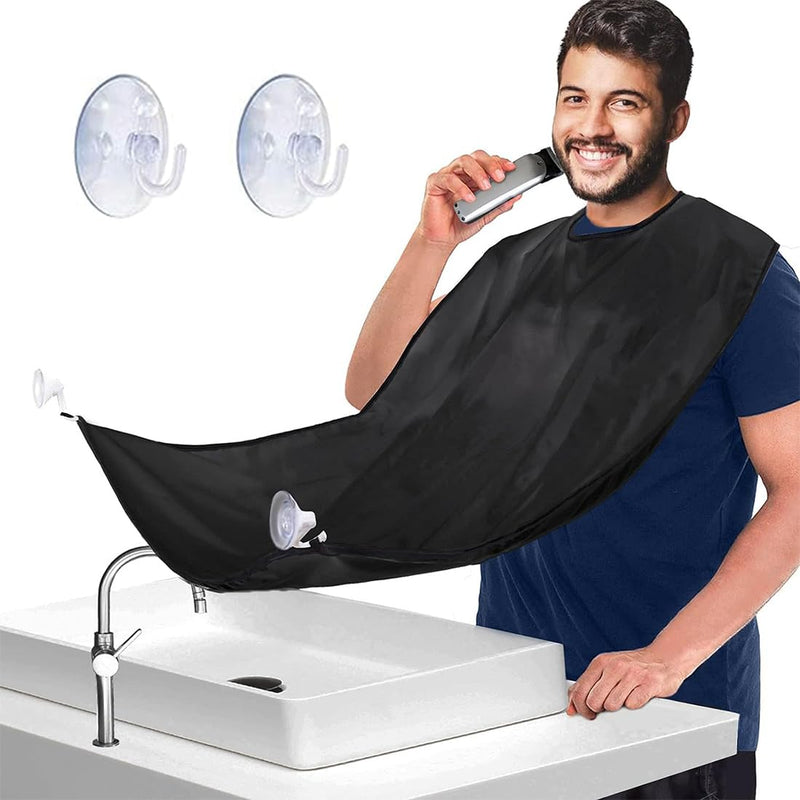 XOUDKE Beard Apron, Beard Bib for Shaving Haircut, Non-Stick Hair Catcher Grooming Cloth with 2 Suction Cups, Gifts for Men - NewNest Australia